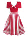 Red 1950s Striped Bow Dress