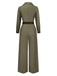 Green 1930s Solid Lapel Belted Jumpsuit
