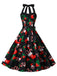Black 1950s Christmas Santa Socks Halter Dress