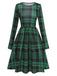 Green 1940s Crew Neck Tartan Dress With Belt