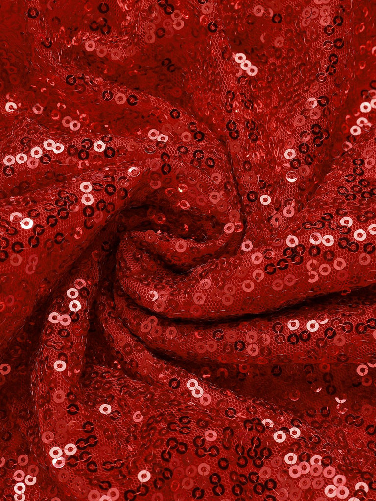 Red 1950s Christmas Off Shoulder Fur Belted Dress