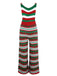 Green 1970s Happy Christmas Straps Knitted Jumpsuit
