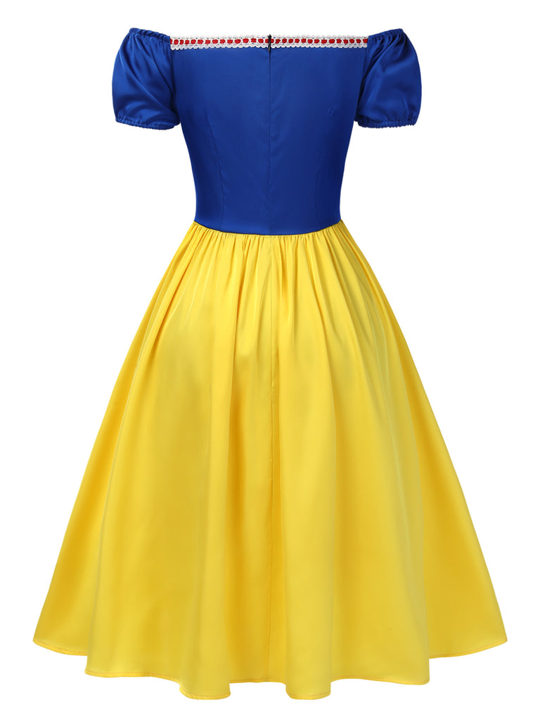 1950s Off-Shoulder Puff Sleeve Princess Bow Dress