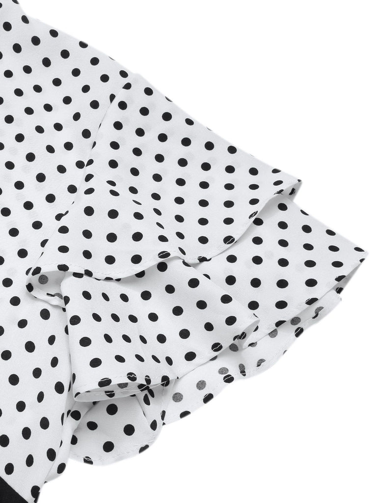 Black 1930s Dots Tie Neck Mermaid Dress