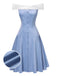 Blue 1950s Off-Shoulder Tulle Princess Dress