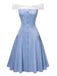 Blue 1950s Off-Shoulder Tulle Princess Dress