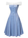 Blue 1950s Off-Shoulder Tulle Princess Dress