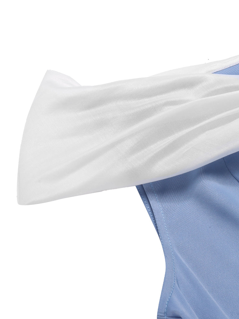 Blue 1950s Off-Shoulder Tulle Princess Dress