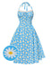 Blue 1950s Halter Lace Daisy Dress