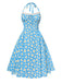 Blue 1950s Halter Lace Daisy Dress