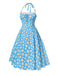 Blue 1950s Halter Lace Daisy Dress