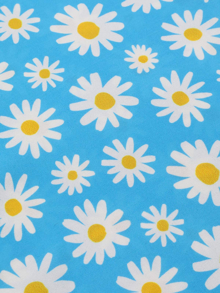 Blue 1950s Halter Lace Daisy Dress