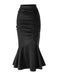Black 1930s Asymmetric Pleated Fishtail Skirt