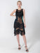 Black 1920s Beading Sleeveless Fringed Hem Dress