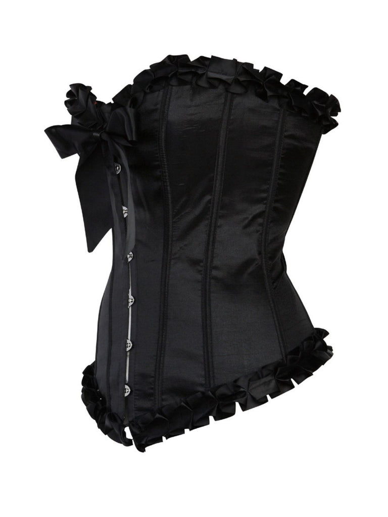 1980s Binding Bow Box-Pleat Patchwork Corset