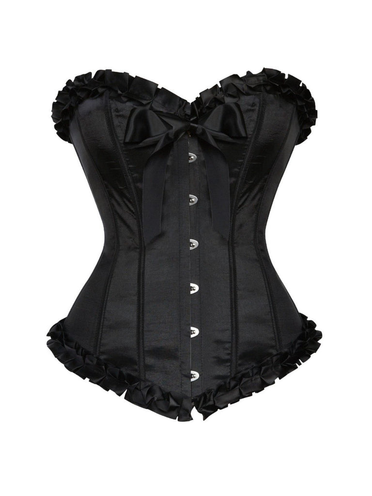 1980s Binding Bow Box-Pleat Patchwork Corset