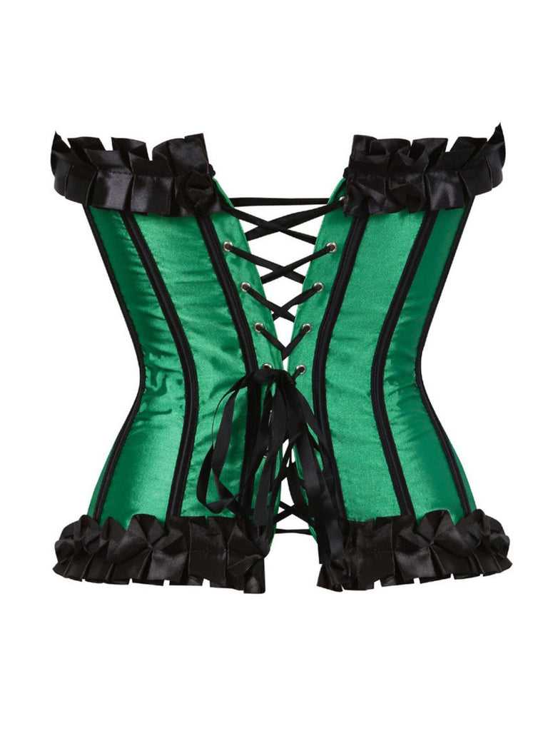 1980s Binding Bow Box-Pleat Patchwork Corset