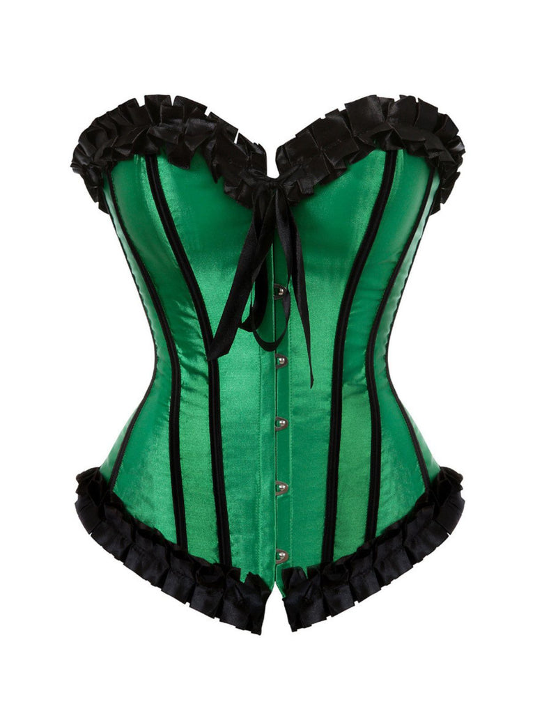 1980s Binding Bow Box-Pleat Patchwork Corset