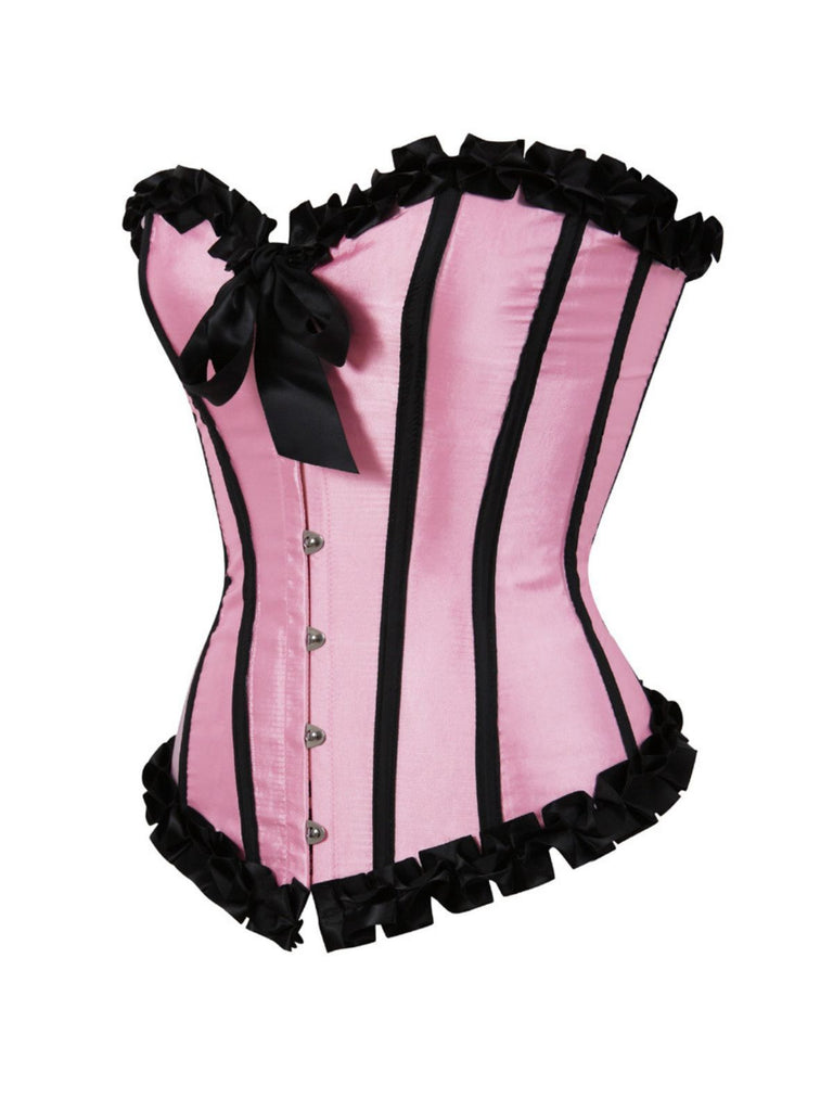 1980s Binding Bow Box-Pleat Patchwork Corset