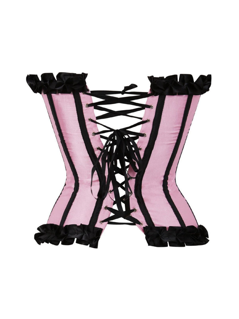 1980s Binding Bow Box-Pleat Patchwork Corset