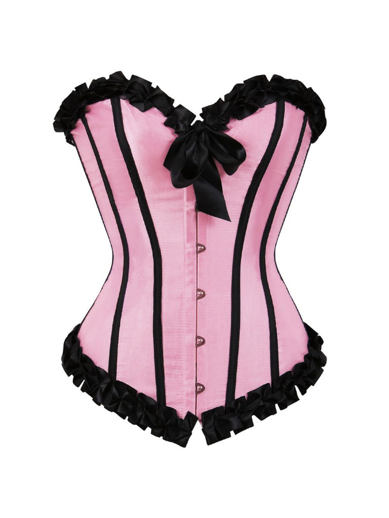 1980s Binding Bow Box-Pleat Patchwork Corset