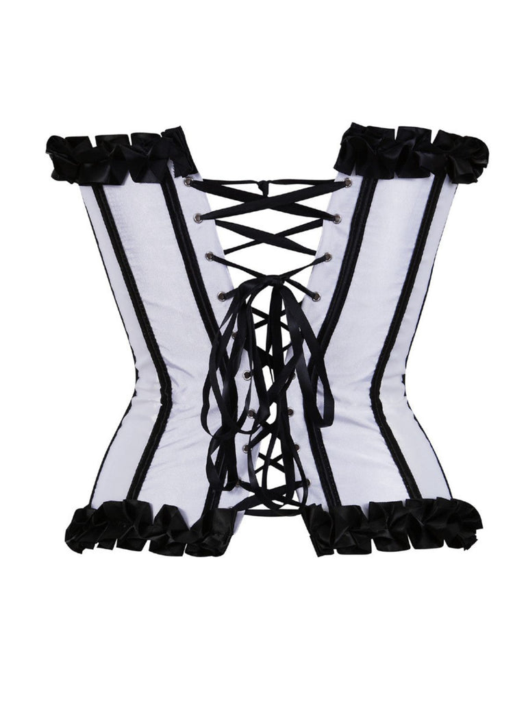 1980s Binding Bow Box-Pleat Patchwork Corset