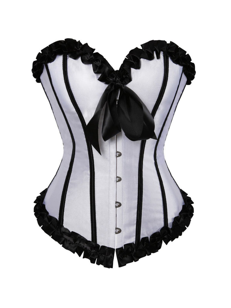 1980s Binding Bow Box-Pleat Patchwork Corset