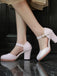 Retro PU Leather Chunky High Heels