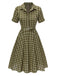 Plaids 1950s Buttoned Belted Swing Dress