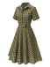 Plaids 1950s Buttoned Belted Swing Dress