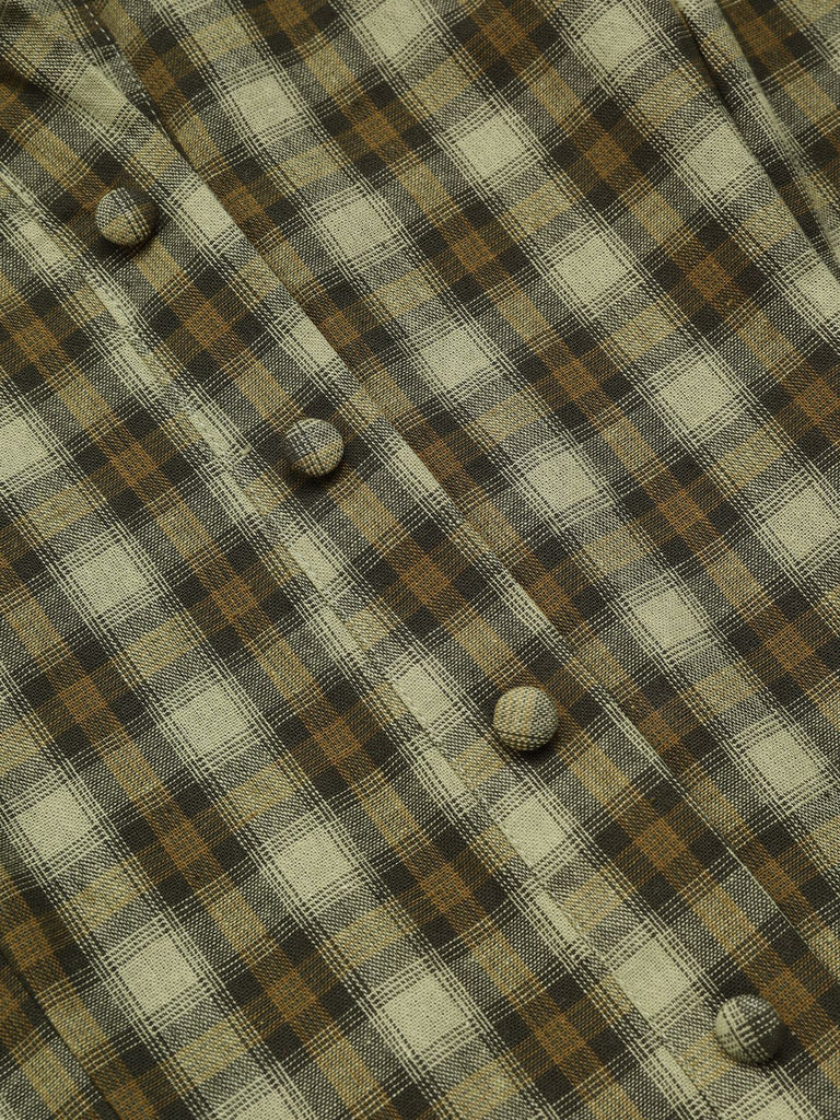 Plaids 1950s Buttoned Belted Swing Dress