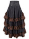 Black Ruffle Patchwork Irregular Skirt