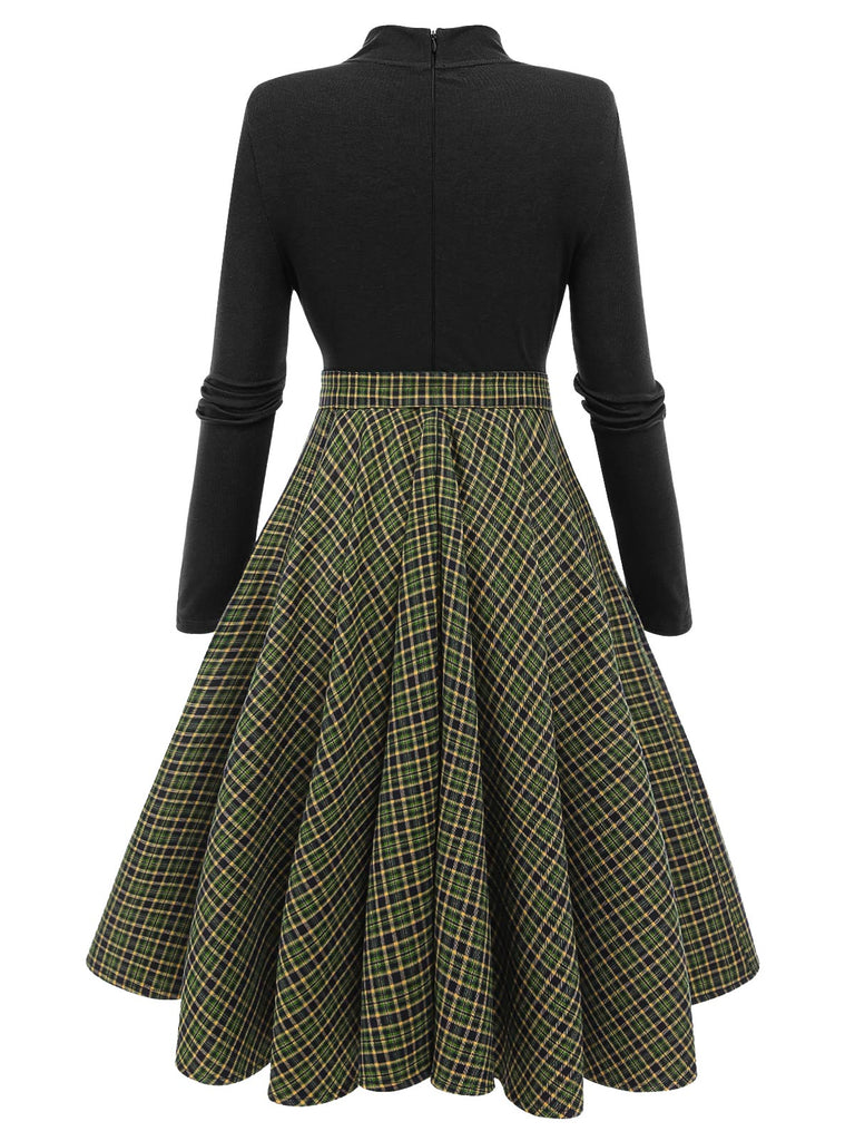 Black 1950s Plaid Knitting Dress