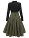 Black 1950s Plaid Knitting Dress