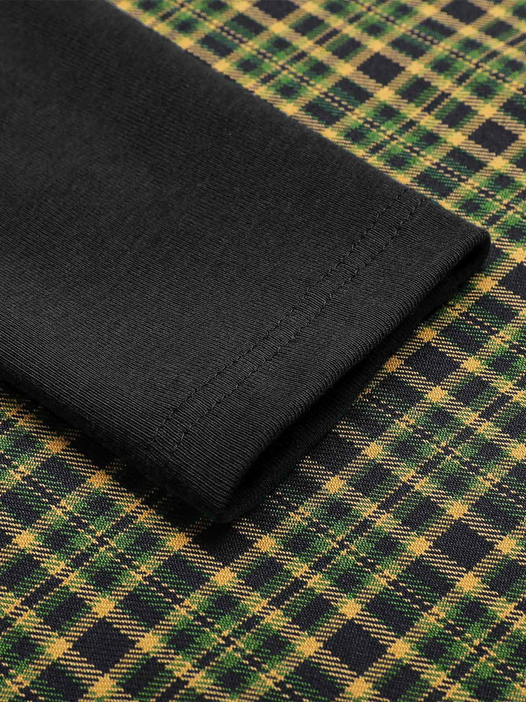 Black 1950s Plaid Knitting Dress