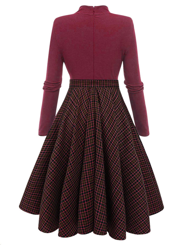 Black 1950s Plaid Knitting Dress