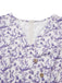 Purple 1940s Floral V-Neck Added Button Dress