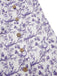 Purple 1940s Floral V-Neck Added Button Dress