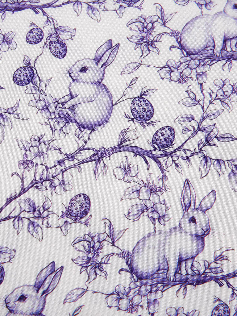 Purple 1940s Floral V-Neck Added Button Dress