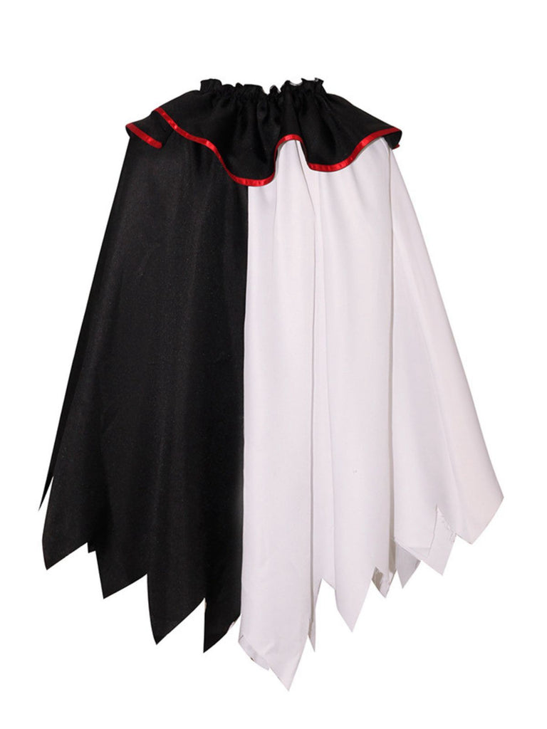 Black & White 1950s Halloween Horror Clown Cosplay Cloak