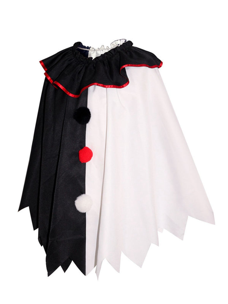 Black & White 1950s Halloween Horror Clown Cosplay Cloak