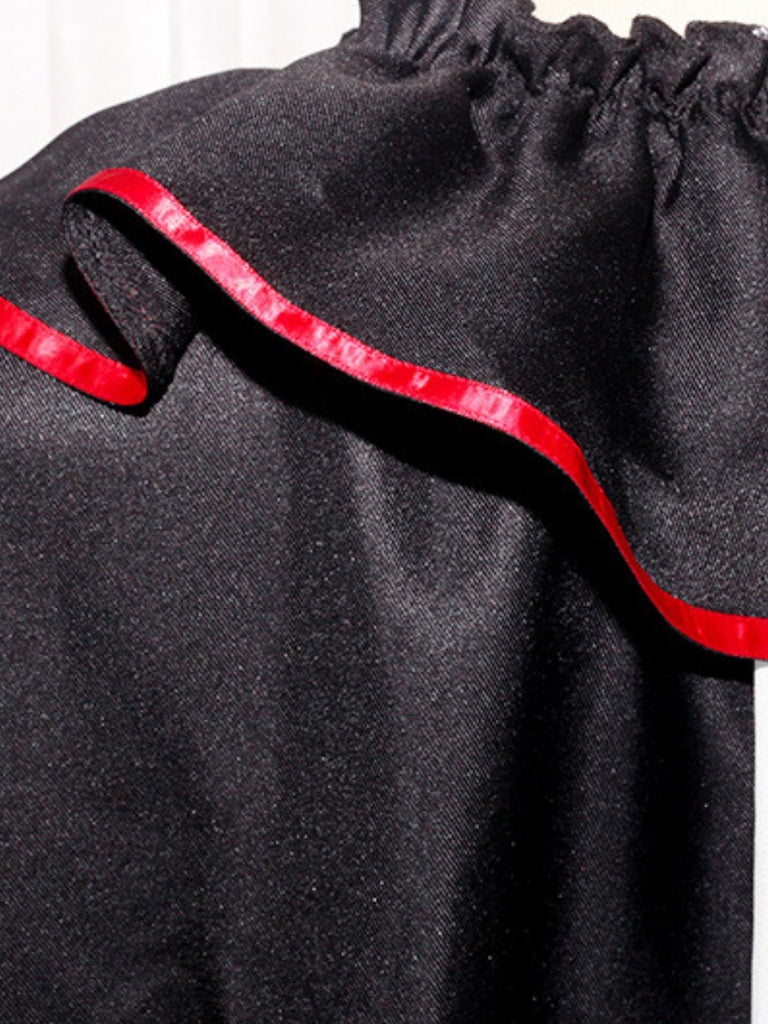 Black & White 1950s Halloween Horror Clown Cosplay Cloak