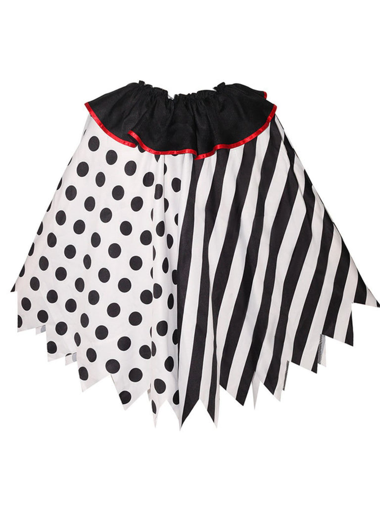 Black & White 1950s Halloween Horror Clown Cosplay Cloak