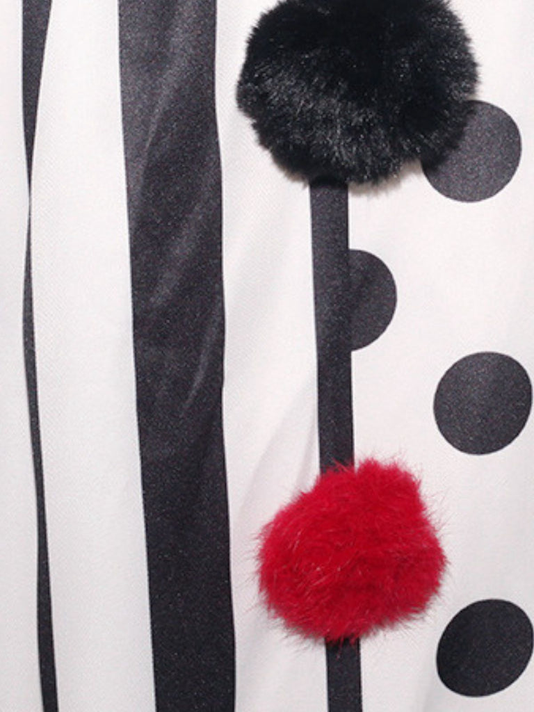 Black & White 1950s Halloween Horror Clown Cosplay Cloak