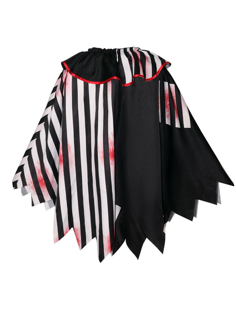 Black & White 1950s Halloween Horror Clown Cosplay Cloak