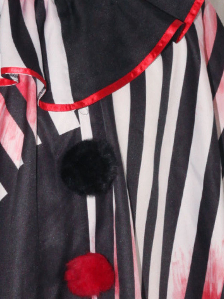 Black & White 1950s Halloween Horror Clown Cosplay Cloak