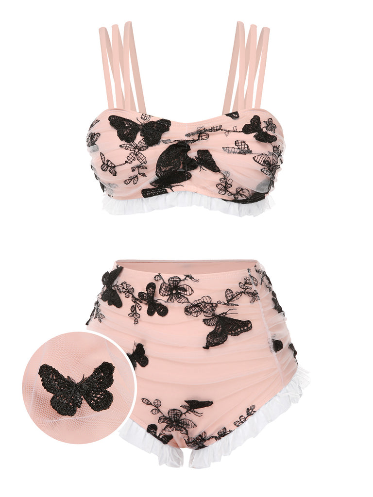 1950s Lace Strawberry Cami Tankini Set