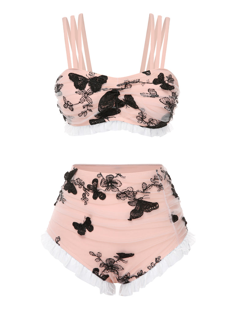 1950s Lace Strawberry Cami Tankini Set