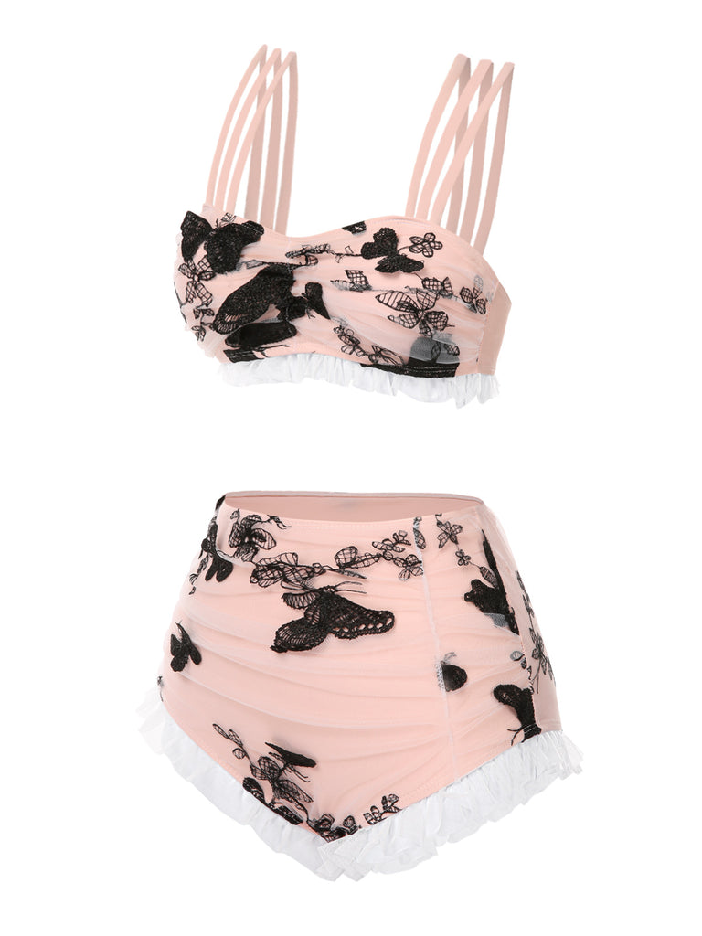 1950s Lace Strawberry Cami Tankini Set