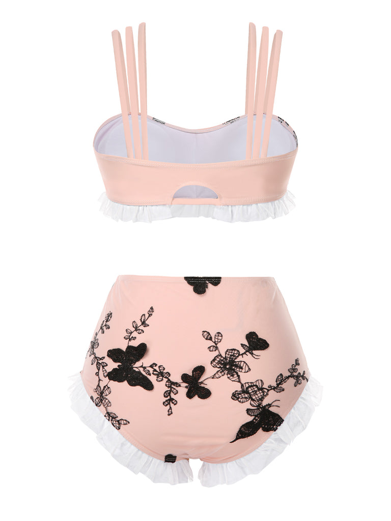 1950s Lace Strawberry Cami Tankini Set